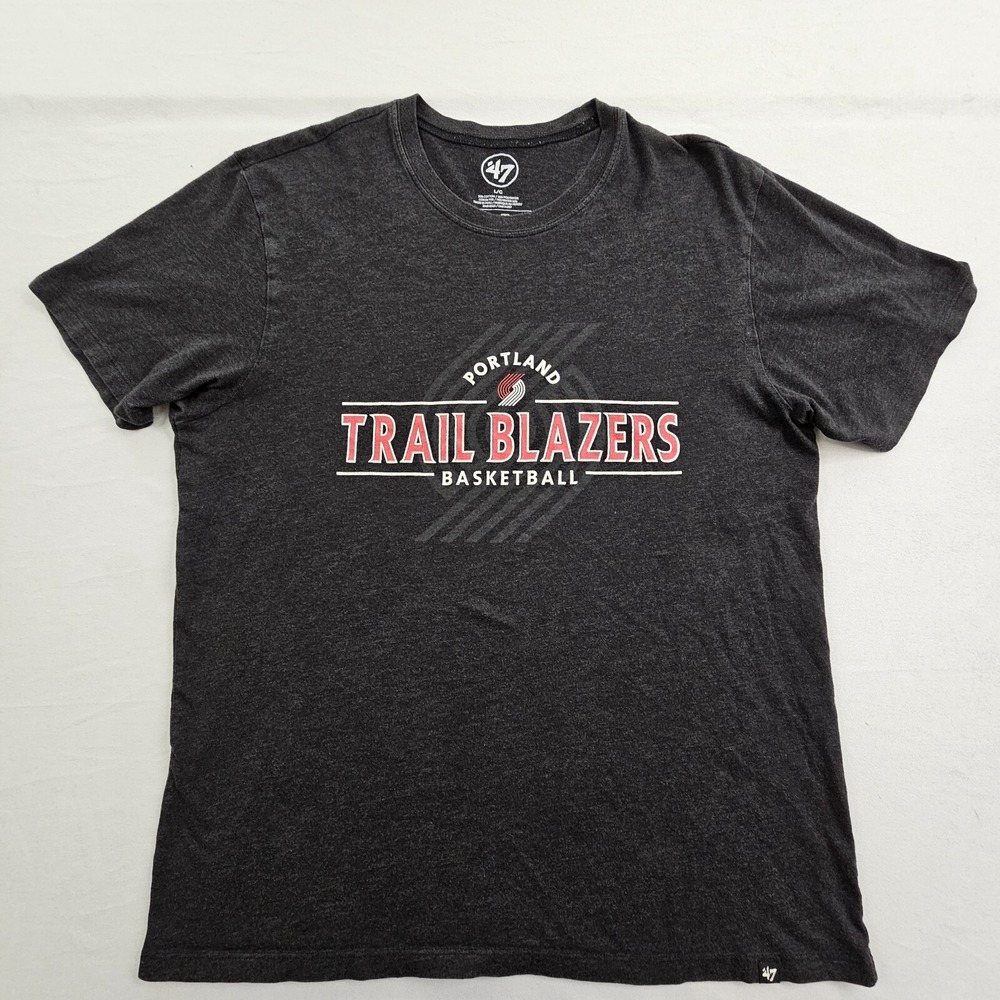 Portland‎ Trailblazers 47 Brand Gray Short Sleeve Cotton Blend T-Shirt Men's L